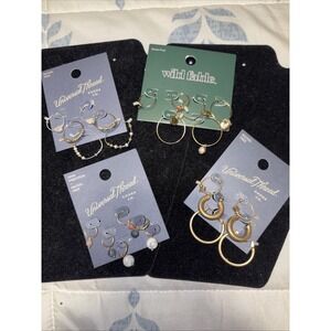 Lot Of Target Hoop Earrings Semi-precious Nickel Free Jewelry 12 Pair Brand New